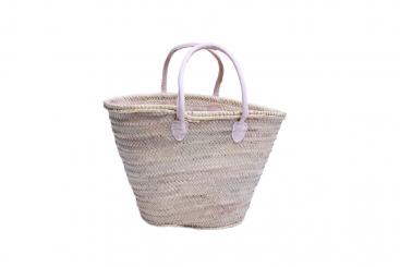 Orig. Marokko Palmgras-Umhängetasche mit hellem Lederhenkel 