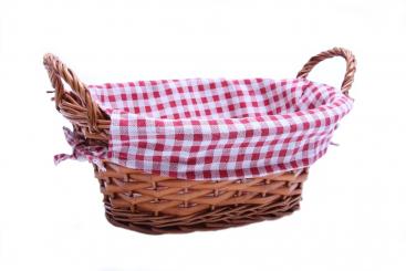 Korbschale Weidengeflecht oval mit Stoffeinlage 30cm 