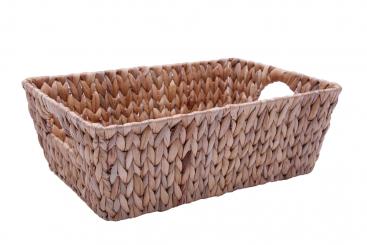 Korbschale Wasserhyazinthgeflecht eckig mit seitlichen Eingriffen 40cm 