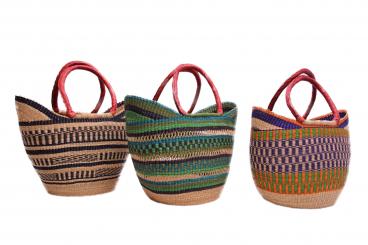 Original Ghana Tasche oval aus Seegrasgeflecht 