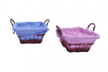 Brotkörbchen aus Weide mit karierter Stoffeinlage 