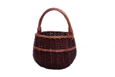 Einkaufskorb dunkle Vollweide mit hellem Streifen 