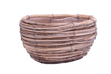 REDUZIERT Pflanzkorb aus Spaltweiden-Spangeflecht oval 29cm (L) 