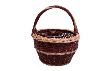 Einkaufskorb/Dekokorb dunkle Vollweide mit hellen Streifen rund d35cm 