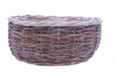 Pflanzschale rund aus Spaltweidengeflecht mit hellem Rand d21,5cm 