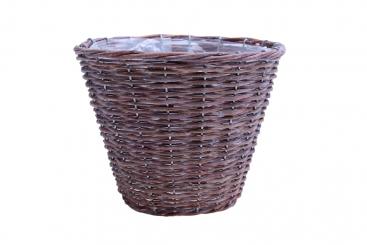Korb-Übertopf Rebholzgeflecht natur-geweißt d27cm 