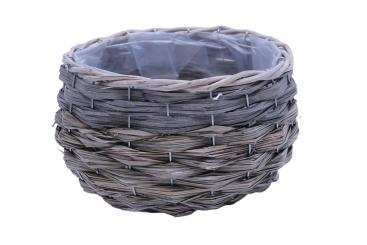 Pflanzschale Span-Schilfgeflecht mit Weidenrand natur d23cm 
