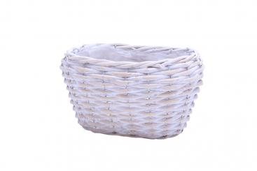 Pflanzschale Spaltweidengeflecht geweißt oval 21cm 