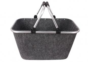 Filz-Einkaufskorb - Faltkorb anthrazit mit Alurahmen 47cm 