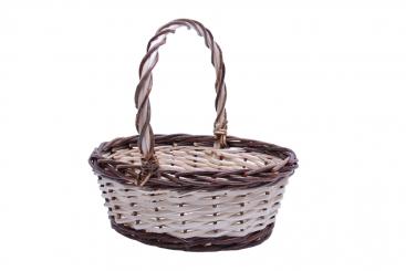 Präsentkorb helles Spaltweidengeflecht mit dunklem Vollweidenrand oval  26cm 