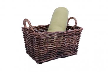 Ablagekorb Rattan braun eckig mit seitlichen Griffen 40cm 