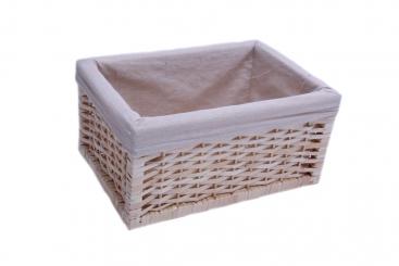 Aufbewahrungskorb aus gespaltener Weide natur mit Holzrahmen und Stoffeinlage 34cm 