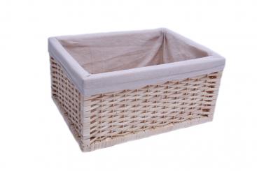 Aufbewahrungskorb aus gespaltener Weide natur mit Holzrahmen und Stoffeinlage 40cm 