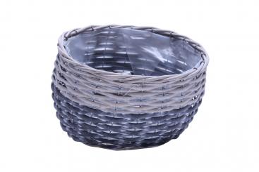 Pflanzschale Spaltweidengeflecht hellgrau/grau oval 25cm 