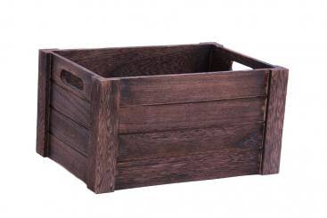 Holzkiste braun mit Eingriffen 30cm 