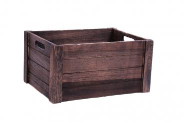 Holzkiste braun mit Eingriffen 35cm 