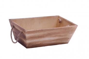 Holzkiste mit seitlichen Jutehenkeln 26cm 