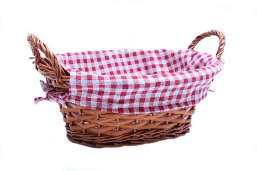 Korbschale Weidengeflecht oval mit Stoffeinlage 30cm 