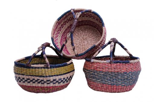 REDUZIERT Seegras-Tasche rund Kunstlederhenkel d40cm 