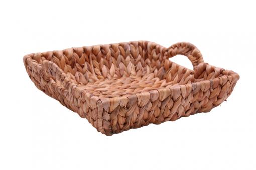 Korbschale Wasserhyazinthgeflecht quadratisch mit seitlichen Griffen 28cm 