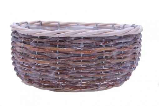 Pflanzschale rund aus Spaltweidengeflecht mit hellem Rand d21,5cm 