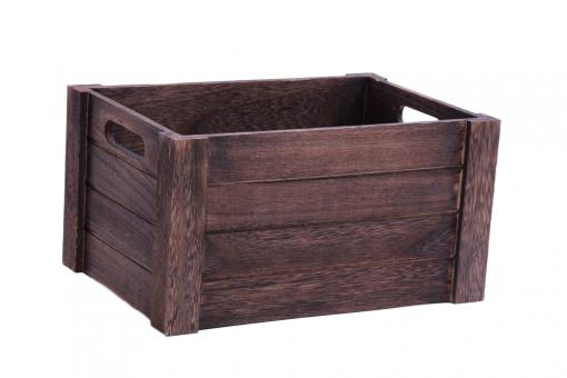 Holzkiste braun mit Eingriffen 30cm 